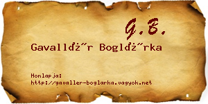 Gavallér Boglárka névjegykártya